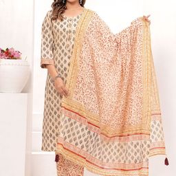 VASUPRADA Women Printed Regular Kurta with Trousers & With Dupatta-image-104