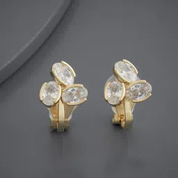 Kushal's Fashion Jewellery Gold Plated Zircon Studded Geometric Studs Earrings-15
