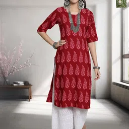 HERE&NOW Selection Of 2Floral Printed Round Neck Straight Kurta-image-50