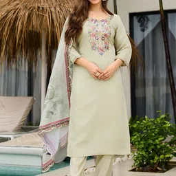 CANIZZARO Women Floral Embroidered Regular Thread Work Kurta & Trouser With Dupatta-picture-47