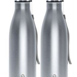 Speedex Silver-Toned Set of 2 Stainless Steel Solid Water Bottle-8