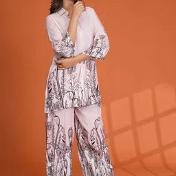 Kaftanize Printed Top With Trousers Co-Ord-image-17