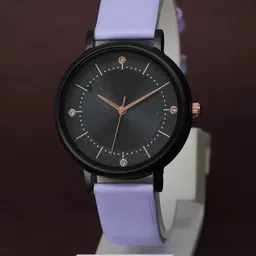 VIRAKTI Women Brass Printed Dial & Leather Straps Analogue Watch G-09-PURPLE BELT-M-image-78
