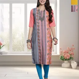 HERE&NOW Women Pack Of 3 Ethnic Motifs Printed Crepe Kurta-image-42