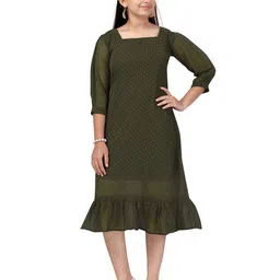 BAESD Print Puff Sleeve Georgette A-Line Dress-picture-43