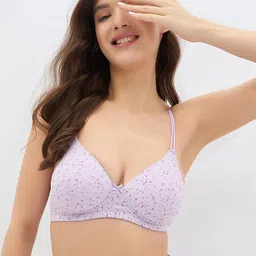 Clovia Women Printed Padded Full Cup Wire Free T-shirt Bra-50