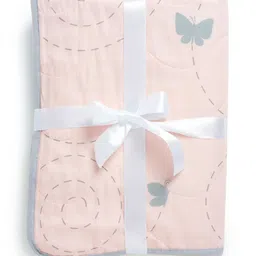 The White Cradle Peach Coloured Printed Mild Winter 110 GSM Cotton Single Bed Blanket-image-73