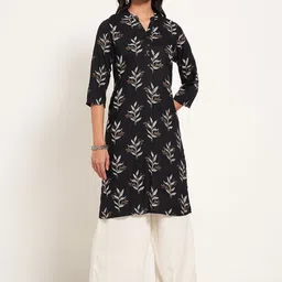 RANGMANCH BY PANTALOONS Floral Printed Mandarin Collar A-Line Kurta-image-59