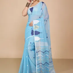 BENGAL HANDLOOM Woven Design Art Silk Jamdani Saree-picture-53