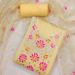 LeeliPeeri Designer Embroidered Art Silk Unstitched Dress Material-image-89