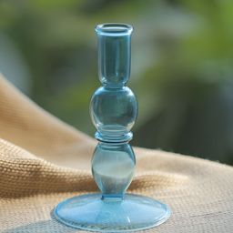 LIGHTHOUSE CANDLE Blue Blume Glass Taper Candle Holder-image-77
