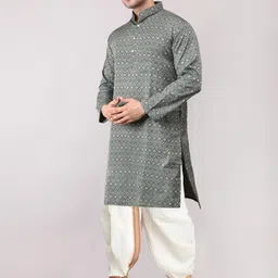 ADARNIYA Men Embroidered Straight Kurta Set-image-29