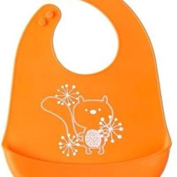 Baby Cute Cartoon Printing Waterproof Silicone Bib Rice Pocket_Orange-picture-15