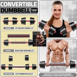 bodyfit 20KG (2KG X 4+3KG X 4) Dumbbell Set,Connector Rod, Combo Adjustable Gym Set Adjustable Dumbbell image 3
