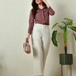 Casual Regular Sleeves Solid Women Brown Top-picture-7