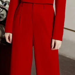 Women Regular Fit Red Viscose Rayon Trousers-image-37