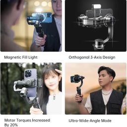 Hohem iSteady Mobile Plus Kit, Smartphone Gimbal Stabilizer,3-Axis Phone Gimbal w/Fill Light,360° Infinite Rotation,Max Payload 280g,Android and iPhone Gimbal,YouTube, Vlogging Stabilizer image 3