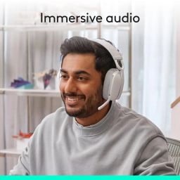 Logitech Zone Vibe 100 Lightweight Wireless Over-Ear Headphones with Noise-Cancelling Microphone, Advanced Multipoint Bluetooth Headset, Works with Teams, Google Meet, Zoom, Mac/PC - Offwhite image 3