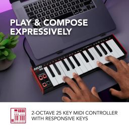 AKAI Professional LPK25 - USB MIDI Keyboard Controller with 25 Responsive Synth Keys for Mac and PC, Arpeggiator and Music Production Software image 1