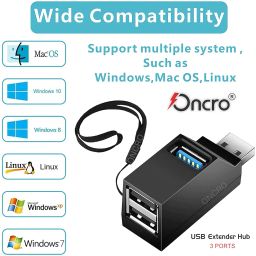 USB Extender hub 3.0 Plug & Play Hi Speed - USB A Male to 3 Port Female USB Data sync Adapter Splitter Suitable for Laptop, Computer, Keyboard, Mouse etc image 3