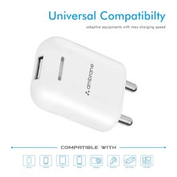 Ambrane USB Port Charger, 12W Fast Charging Mobile Adapter for iPhone & Android, Bluetooth Devices, Smartwatch, High-Speed, BIS Certified, Universal Compatibility, Compact & Travel Friendly (AWC-38) image 2