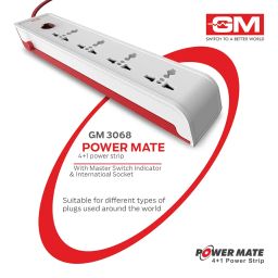 GM 3068 Power Mate 4+1 Power Strip with Master Switch, Indicator & International Socket image 1