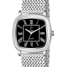 Versatile Men Patterned Dial & Bracelet Style Straps Analogue Watch v Sqre blck-18