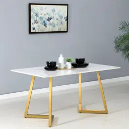 casacraft from pepperfry Enrico Metal 6 Seater Dining Table With White Porcelain Top-picture-35