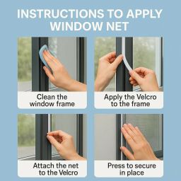 Pest Guard® Premium Window Net Pre-Stitched with adheshive Hook & Loop Tape for Complete Mosquito Protection for Our Home [Colour - White] Size: (3 x 4 Ft.) image 3