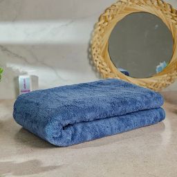 Fezora® Microfiber Bath Towels | (70x140) Extra Soft Plush & Quick Dry High Absorbency with Large Size Towels for Bathing (Pack of 1, Dark Blue) image 2