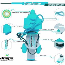 jaspo Unisex_Youth Transformer Beginner Quad And Inline 2-In1 Roller Skates For Age Upto 7 Years (Cyan) image 3