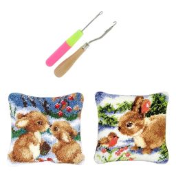 The Style Sutra 2 Set Rabbit Pillowcase Latch Hook Kit and 2pcs Latch Hook Tool for Beginner|Crafts | Needlecrafts & Yarn | Rug Making | Latch Hooking image 2