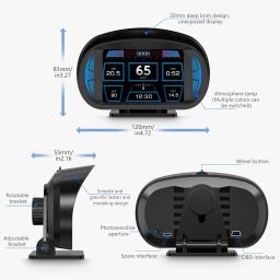 LOOM TREE Car HUD Head up Display Voltage Overspeed Voltage Faulty Alarms Inclinometer image 3