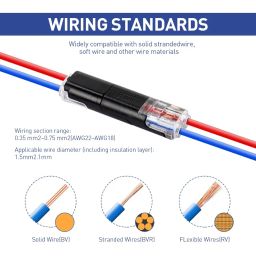 Serplex® 24pcs 2-Pin Cable Connector for 18-24AWG Wires, 2 Way Universal Compact Wire Terminals, 2 Pin Push-Type Connectors with Locking Buckle, Electrical Wire Connector image 2