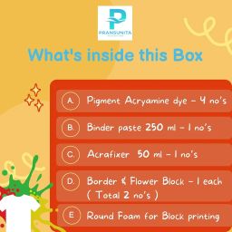 Complete Block & Screen Printing Kit, Includes Pigment Acryamine dye- 4 No�s, Binder 250 ml, Acrafixer, Blocks � 2 no�s & Round Foam image 2