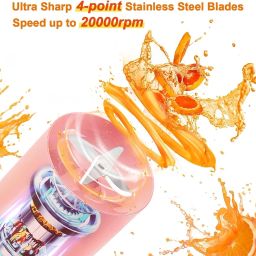 ONERIOUS Portable Mini Juicer Blender, USB Rechargeable, Electric Juicer Bottle Blender Grinder Mixer, Personal Size Blender for Juices, Shakes and Smoothies, Fruit Juicer Machine image 2