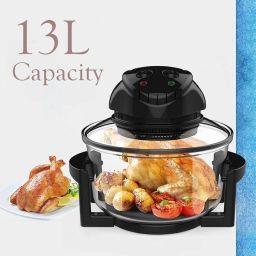 VBM Halogen Oven with Glass Bowl Air Fryer Convection Oven Cooker Halogen Infrared with 8 Accessories Oil-Free MultiCooker with Time and Temperature Control, for Roasting, Frying, Toasting or Crisping image 2