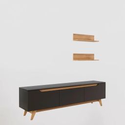 SPYDER CRAFT Lotus Engineered Wood TV Entertainment Unit Stand Setup Box/TV Cabinet with Wall Mounted Cabinet for Books & Decor Display Unit-Black-Walnut Brown (Assembly-DIY) image 5