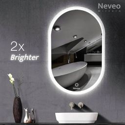Neveo Mirrors® 24"/17" led Mirror 3in1 Touch Sensor Mirror for self makup and Grooming Bathroom wash Basin Vanity Lighted Mirror Backlit Capsule (C-1) image 1