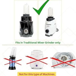 BULLET JAR COMBO (600 + 300ML) WITH SIPPER || MIXER GRINDER CHTUNEY JARS COMBO|| 600+300ML CAPACITY||SUITABLE FOR SUMEET, KENSTAR, LONG WAYY,ACTIVA, PREETHI, BAJAJ MIXER GRINDERS image 3
