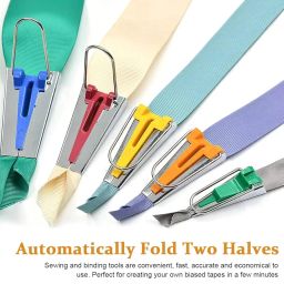 HASTHIP® Bias Tape Maker Set of 5 Sizes 5 Sizes 1/4", 3/8", 1/2", 3/4", 1" DIY Quilting Tools Kit for Fabric Sewing and Quilting image 4