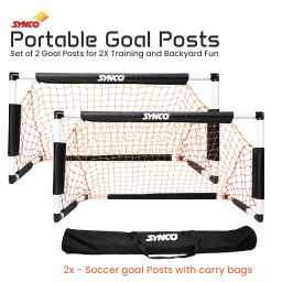 Synco Two Portable Soccer Goals with Carry Bag | Goal Post for Football Training | Long Lasting Durable Frame | Quick Setup Easy Folding Storage | Set of Two image 1