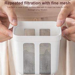 1100 ml Yoghurt Maker, Greek Yoghurt Strainer, Fine Filter Strainer with Lid, Leak-proof and Reusable, Yoghurt Maker for Making Thick Greek Yoghurt Soybean Milk image 4
