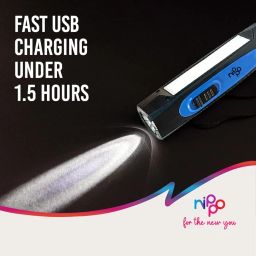 Nippo Spark Rechargeable 1W LED Torch with 1.5 W Side Light| 600 mah Lithium-ion Battery with 1.5 hrs Back up |B Type | Blue image 2