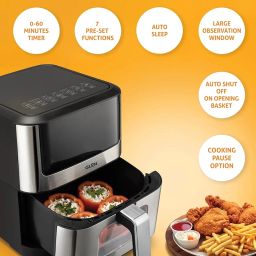 Glen Digital Air Fryer, 6 Litre, 1500W, Digital Controls with 7 Pre-Set Menus, Adjustable 60-Minute Timer, Temperature Control, Fry, Grill, Roast & Bake with Less Oil, Large - Black (SA3043DSS) image 5