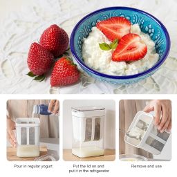 Greek Yogurt Strainer, 1100ml Multi Yoghurt Maker Strainer with Fine Mesh Bag & Lid for Thick Greek Yogurt, Soybean Milk, Kefir, Berries, Soup, Fruit Juice, Coffee image 3