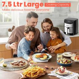 Taurus Air Fryer For Home 7.5 L Capacity - 1600 W With Digital Control and 7 Preset|Quick Heat Circulation Variable Temp. Control, Baking,Grilling, Air Frying,Roasting up to 60 Min, Famillo. Black image 1