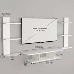 DAS Engineered Wood Dexter Pro Wall Mount Tv Entertainment Unit/With Set Top Box Stand With Wall Shelf Display Rack For Living Room Frosty White (Ideal For Up To 32") Screen image 1