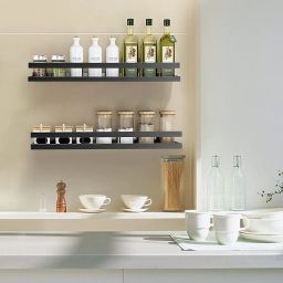 "Wall-Mounted Floating Shelf Pack of 2 - Black Iron Wall Shelf with Hooks, 16 Inches Long - Decorative, Rustic, Multi-Purpose Storage for Kitchen, Bathroom, or Living Room image 5