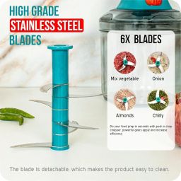 Manual Hand Press Push Chopper with 6 Blades for Effortless Chopping Vegetables & Fruits (Assorted Colours, Plastic) image 3